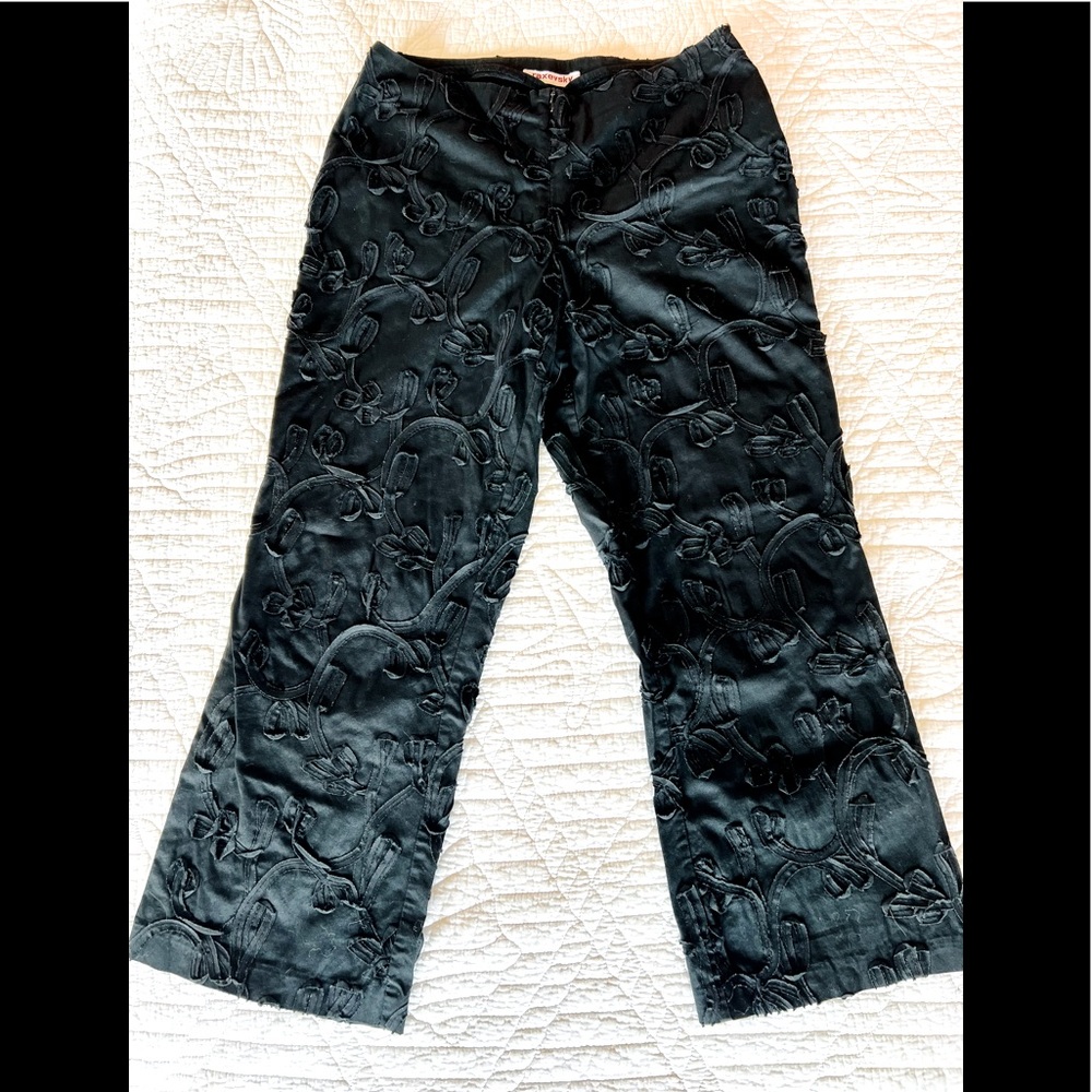 Black Ribbon Zip Front Pants.